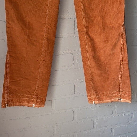 Free People pants orange rust corduroy raw distressed hem pockets boho 26 - Picture 5 of 10